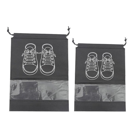 50-Pack Shoe Storage Bags - 25 Medium and 25 Large - Non-Woven Dust-Proof Travel Organiser with Transparent Window, Drawstring Closure for Business Trips, Home Wardrobe and Daily Storage