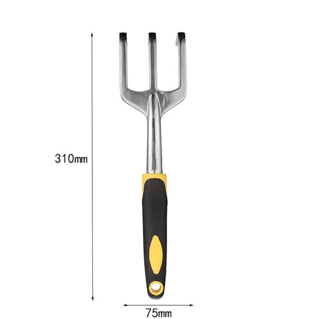 3-Piece Yellow Gardening Tool Set - Heavy Duty Aluminum Alloy with Bonus Claw Gardening Gloves - Rust Resistant Hand Trowel, Cultivator and Transplanter for Planting, Digging and Weeding