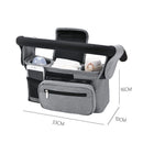 Grey Universal Stroller Organizer Bag - Durable Water-Resistant Fabric - Dual Insulated Cup Holders, Large Capacity Storage Caddy for Diapers and Essentials, Fits Most Prams, Travel Friendly Solution