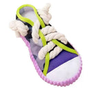Purple Squeaky Canvas Shoe Dog Toy - Durable Realistic Sneaker Design for Chewing and Teething, Interactive Boredom Buster with Built-in Squeaker, Daily Play and Training Solution for Pets
