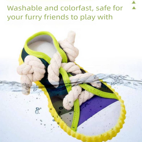 Purple Squeaky Canvas Shoe Dog Toy - Durable Realistic Sneaker Design for Chewing and Teething, Interactive Boredom Buster with Built-in Squeaker, Daily Play and Training Solution for Pets