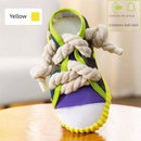 Yellow Squeaky Canvas Shoe Dog Toy - Durable Realistic Sneaker Design for Chewing and Teething, Interactive Boredom Buster with Built-in Squeaker, Daily Play and Training Solution for Pets