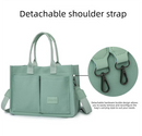 Black Large Canvas Tote Bag for Women - Multi-Pocket Utility Organiser with Wide Adjustable Shoulder Strap - Trendy Crossbody and Handheld Bag for Work, Shopping and Travel - Daily Comfort Solution