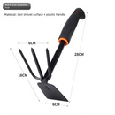 4-Piece Garden Hand Tool Set - Heavy Duty Steel with Ergonomic Non-Slip Grips - Includes Trowel, Transplanter, 5-Prong Rake and Dual-Purpose Hoe for Weeding, Planting and Shell Digging
