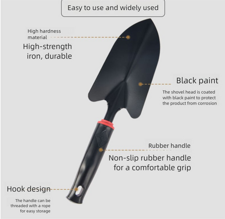 4-Piece Garden Hand Tool Set - Heavy Duty Steel with Ergonomic Non-Slip Grips - Includes Trowel, Transplanter, 5-Prong Rake and Dual-Purpose Hoe for Weeding, Planting and Shell Digging