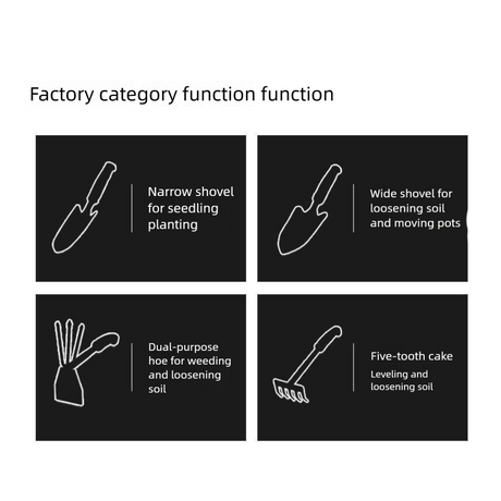 4-Piece Garden Hand Tool Set - Heavy Duty Steel with Ergonomic Non-Slip Grips - Includes Trowel, Transplanter, 5-Prong Rake and Dual-Purpose Hoe for Weeding, Planting and Shell Digging