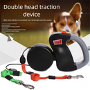 Purple Dual Retractable Dog Leash - Tangle-Free 360 Degree Rotation - Built-in LED Flashlight, Individual Brake and Lock System for Two Dogs, Safety for Night Walking and Outdoor Training