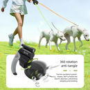 Brown Dual Retractable Dog Leash - Tangle-Free 360 Degree Rotation - Built-in LED Flashlight, Individual Brake and Lock System for Two Dogs, Safety for Night Walking and Outdoor Training