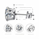 6-Pair Golden Stainless Steel Stud Earring Set - Classic 6-Prong Crown Setting with Sparkling Round Cubic Zirconia in Multiple Sizes - Durable Skin-Friendly Jewelry for Daily Wear and Stacking