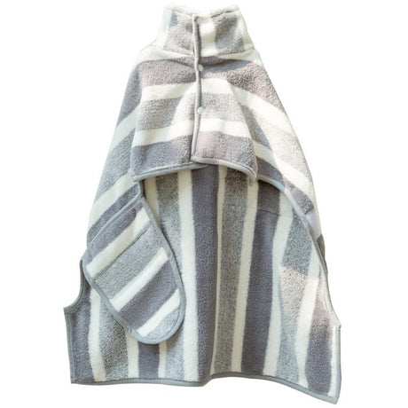 Grey Stripes Super Absorbent Pet Bathrobe with Waist Belt & Neck Snap - Full Coverage Quick-Drying Towel for Dogs & Cats (XL Size)