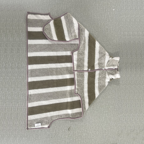 Brown Stripes Super Absorbent Pet Bathrobe with Waist Belt & Neck Snap - Full Coverage Quick-Drying Towel for Dogs & Cats (XS Size)