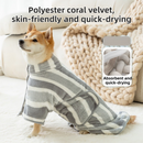 Red Stripes Super Absorbent Pet Bathrobe with Waist Belt & Neck Snap - Full Coverage Quick-Drying Towel for Dogs & Cats (XL Size)
