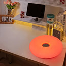 Retro Bauhaus Donut Bedside Lamp - Vibrant Orange Ambient Light and Sconce with Touch Dimming (USB Plug-in)