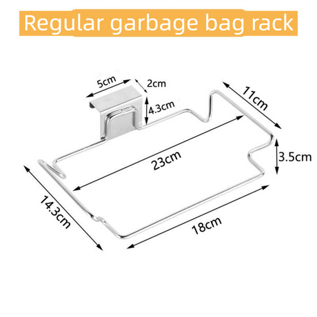 Stainless Steel Over-Cabinet Trash Bag Holder with Curved Ear Hook  - Heavy Duty Hanging Waste Bag Support for Home & Office