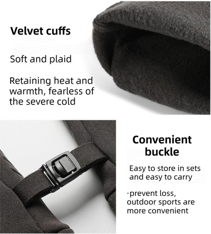 Black Windproof Thermal Sports Gloves with Touchscreen Fingertips & Anti-Slip Palm Grip for Running & Cycling (SD-01 Buckle / M Size)