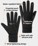 Black Windproof Thermal Sports Gloves with Touchscreen Fingertips & Anti-Slip Palm Grip for Running & Cycling (SD-01 Wrist-Tighten / L Size)