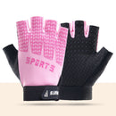 Black and Pink Breathable Half-Finger Cycling Gloves for Kids - Non-Slip Silicone Grip, Ice Silk & Shock-Absorbing Sports Mitts (M Size)