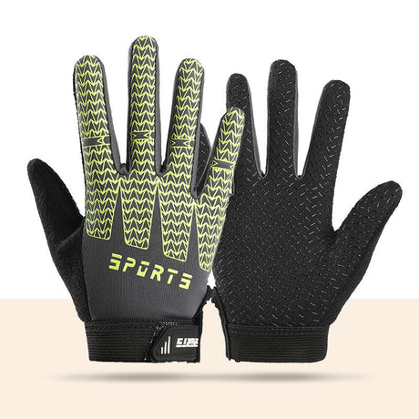 Black and Green Breathable Cycling Gloves for Kids - Non-Slip Silicone Grip, Ice Silk & Shock-Absorbing Sports Mitts (L Size)