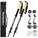 2-Pack Black Aluminum Alloy Telescopic Trekking Poles with Secure External Lock & Accessory - 3-Section Adjustable Hiking Sticks(65-135cm)