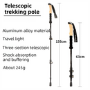 2-Pack Black Aluminum Alloy Telescopic Trekking Poles with Secure External Lock & Accessory - 3-Section Adjustable Hiking Sticks(65-135cm)