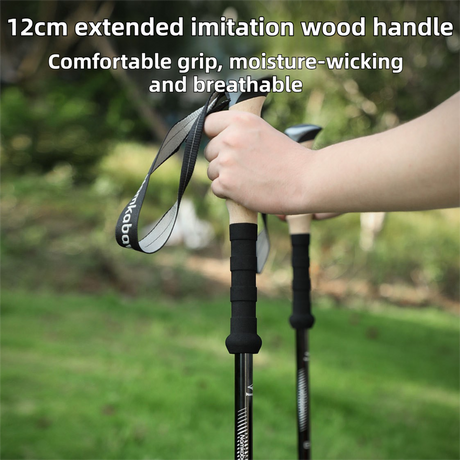 2-Pack Brown Aluminum Alloy Telescopic Trekking Poles with Secure External Lock & Accessory - 3-Section Adjustable Hiking Sticks(65-135cm)