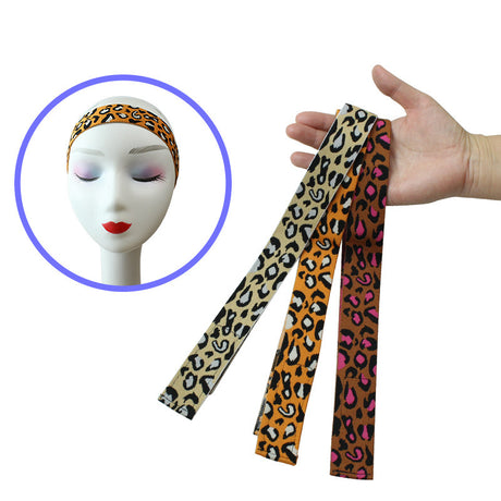 Adjustable Elastic Headband & Wig Grip Band - Comfortable and Seamless Edge Fixer for Wigs and Frontals (3-Pack Leopard Print)