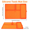 Orange Heavy-Duty Silicone Griddle Tool Mat Integrated Tool & Bottle Slots - Non-Stick BBQ Tool Draining Grease Mat and Seasoning Station