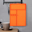 Orange Heavy-Duty Silicone Griddle Tool Mat Integrated Tool & Bottle Slots - Non-Stick BBQ Tool Draining Grease Mat and Seasoning Station