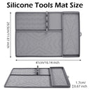 Grey Heavy-Duty Silicone Griddle Tool Mat Integrated Tool & Bottle Slots - Non-Stick BBQ Tool Draining Grease Mat and Seasoning Station