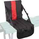 Black Foldable Stadium Seat Cushion with Backrest & Storage Pockets - Portable Roll-Up Outdoor Waterproof Oxford Cloth Bleacher Chair