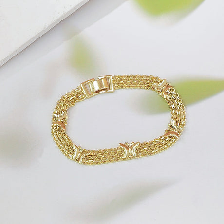 Gold Vintage Hollow Butterfly Metal Chain Bracelet - Premium Copper High-End Designer Intricate Jewelry