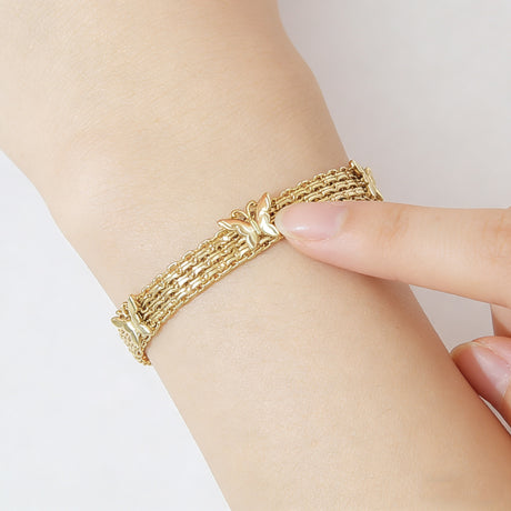 Gold Vintage Hollow Butterfly Metal Chain Bracelet - Premium Copper High-End Designer Intricate Jewelry