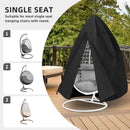 Black Heavy Duty Hanging Egg Chair Shield with Windproof Drawstring and Storage Bag - Waterproof & Dustproof Garden Swing Chair Protector (Single Seat 190 x 115 CM)