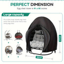Black Heavy Duty Hanging Egg Chair Shield with Windproof Drawstring and Storage Bag - Waterproof & Dustproof Garden Swing Chair Protector (Double Seat 190 x 115 CM)
