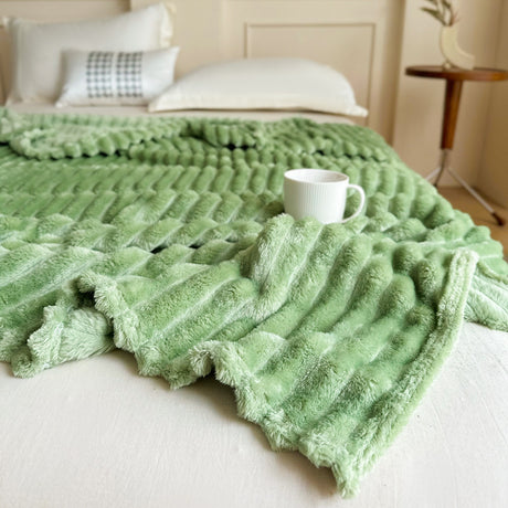 Purple 180 x 200 CM Ultra-Soft Faux Rabbit Fur Plush Sofa Cushion & Bedding Blanket - Luxury Double-Sided Thickened Winter Fleece