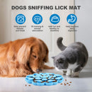 Blue 4-in-1 Textured Silicone Pet Lick Mat & Slow Feeder - Anti-Anxiety Calming Pad with Back Suction Cups