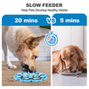 Blue 4-in-1 Textured Silicone Pet Lick Mat & Slow Feeder - Anti-Anxiety Calming Pad with Back Suction Cups