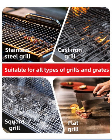 3-in-1 Gold Cordless Electric Grill Cleaner Built-in LED & USB Charging - Waterproof High Power BBQ Cleaning Brush with 2-Speed Setting