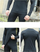 2-Pack M Size Men's Tactical 4-Way Stretch Fleece Lined Thermal Underwear Set(Black + Green) - Winter Sweat-Wicking & Breathable Sportswear for Training & Outdoors