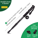 53-110 CM Black Ultralight Telescopic Aluminum Trekking Pole (4-Section Straight Handle) - Professional & Compact Shock-Absorbing Trail Support