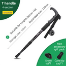 53-110 CM Black Ultralight Telescopic Aluminum Trekking Pole (4-Section T-Handle) - Professional & Compact Shock-Absorbing Trail Support