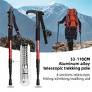 53-110 CM Silver Ultralight Telescopic Aluminum Trekking Pole (4-Section T-Handle) - Professional & Compact Shock-Absorbing Trail Support