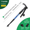 53-110 CM Blue Ultralight Telescopic Aluminum Trekking Pole (4-Section T-Handle) - Professional & Compact Shock-Absorbing Trail Support