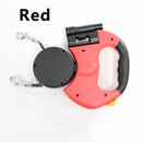 Red One-to-Two Retractable Dog Leash with One-Click Safety Lock & Night Light - 3M Tangle-Free 360° Rotation Walking Leash