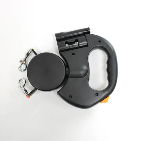 Black One-to-Two Retractable Dog Leash with One-Click Safety Lock & Night Light - 3M Tangle-Free 360° Rotation Walking Leash