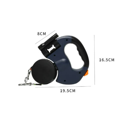 Black One-to-Two Retractable Dog Leash with One-Click Safety Lock & Night Light - 3M Tangle-Free 360° Rotation Walking Leash
