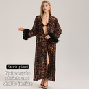 Women's Sexy Leopard Long Sleeve Print Satin Robe - Breathable Luxury Satin Chiffon Housecoat & Long Elegant Morning Gown