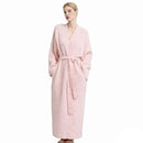 Pink Women's Ultra-Soft Plush V-Neck Cardigan Robe - Extra Thick Half-Velvet Warm Housecoat & Outdoor Wearable Sleepwear
