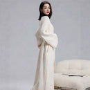 Pink Women's Ultra-Soft Plush V-Neck Cardigan Robe - Extra Thick Half-Velvet Warm Housecoat & Outdoor Wearable Sleepwear