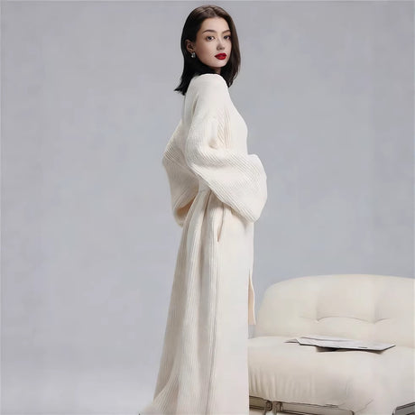 Pink Women's Ultra-Soft Plush V-Neck Cardigan Robe - Extra Thick Half-Velvet Warm Housecoat & Outdoor Wearable Sleepwear